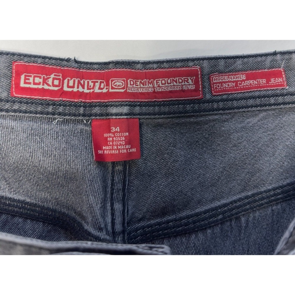 Ecko Unltd Carpenter Jeans Mens 34 Gray Foundry Denim Foundry Relaxed Streetwear - Picture 9 of 16